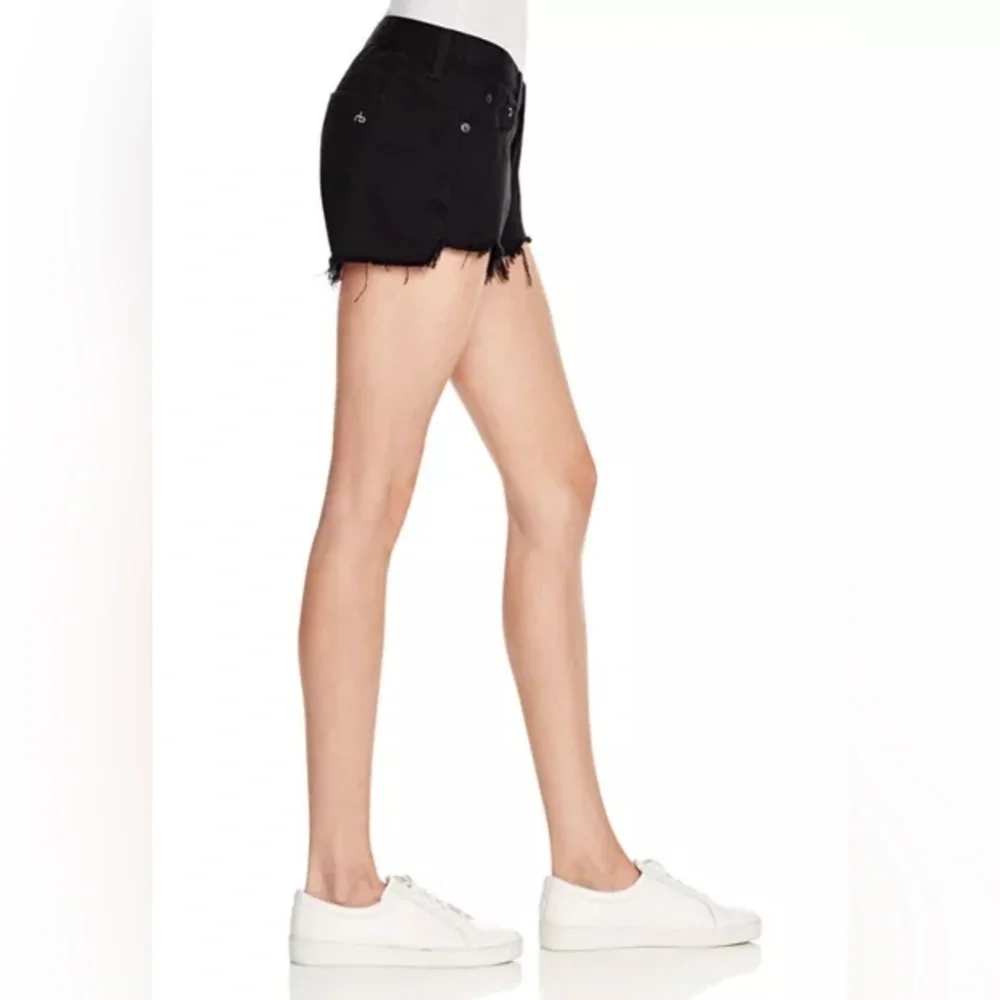 rag & bone Black Frayed Hem Jean Shorts - Picture 2 of 13